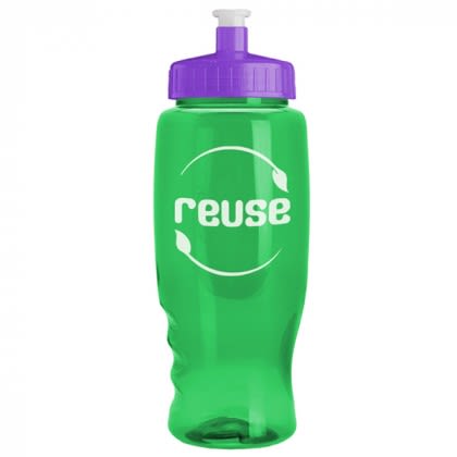 27 Oz Poly-Pure Transparent Sports Bottle - Transparent Green with purple top